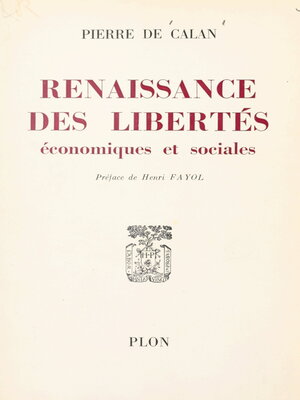 cover image of Renaissance des libertés économiques et sociales